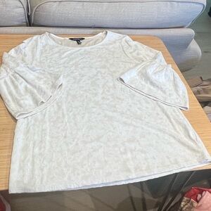 Ellen Tracy Large White Cream Lace Overlay 3/4 Bell Sleeve Top